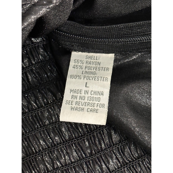 Myth Black Taffeta Ruffled One Shoulder Smocked Padded Ruched Blouse Large - Picture 7 of 7